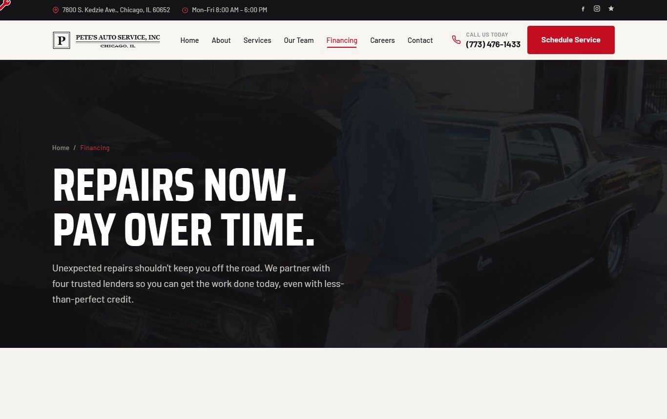 Financing page